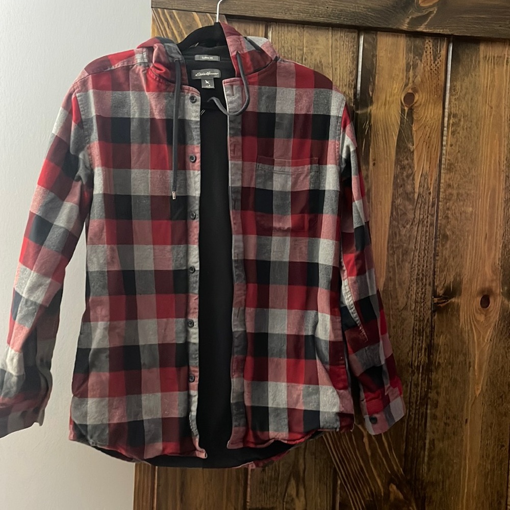 Eddie Bauer lined Flannel with hood